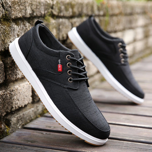 Men's Lace-up Canvas Shoes - Casual Men Breathable Walking Flats Shoes