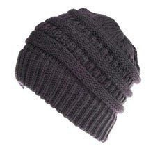 Mixed Color Knitted Wool Hat - Ladies Non-labeled Ponytail Hat