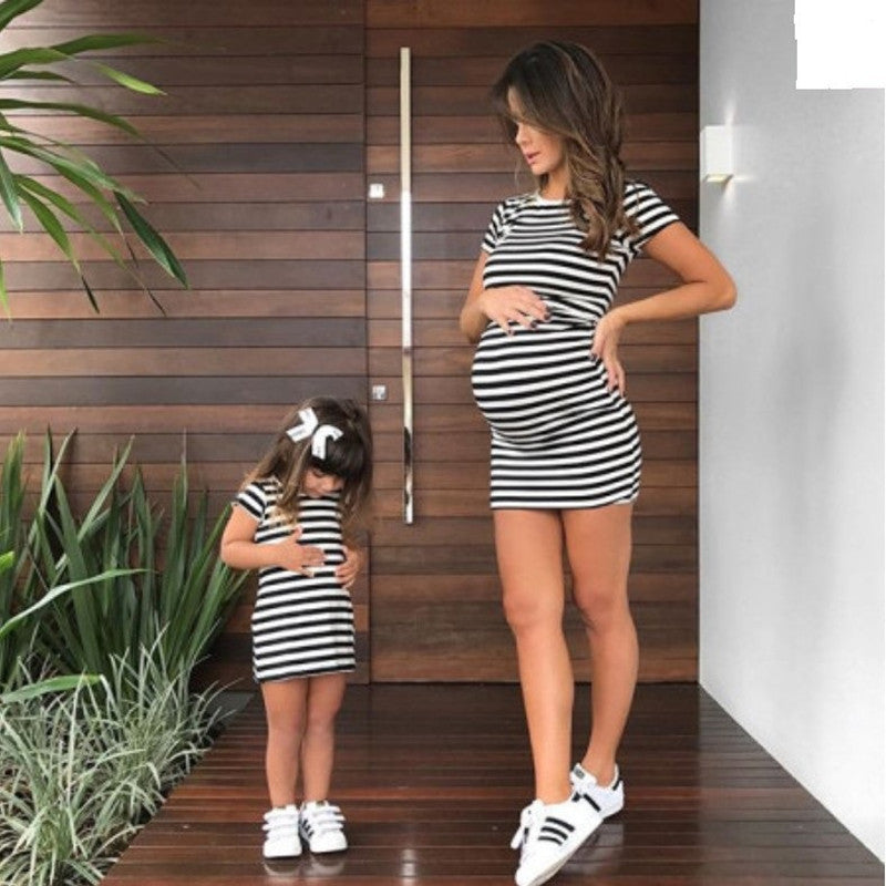 Striped Parent-Child Casual Dress