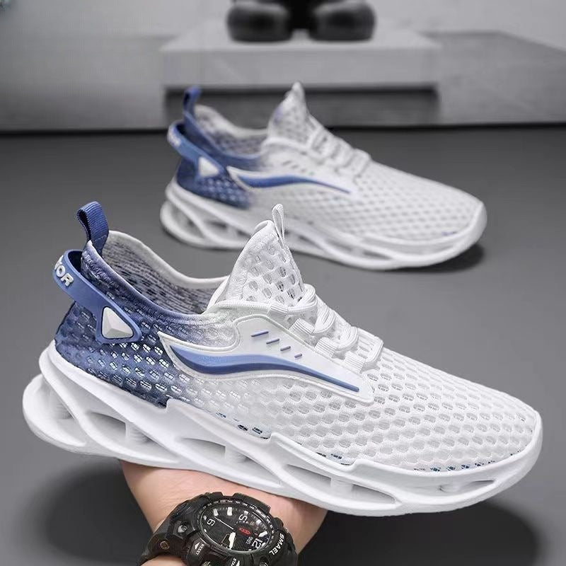 Men's Lace-up Sneakers - Mesh Sports Shoes Fashion Hollow-sole Low Top Running Shoes