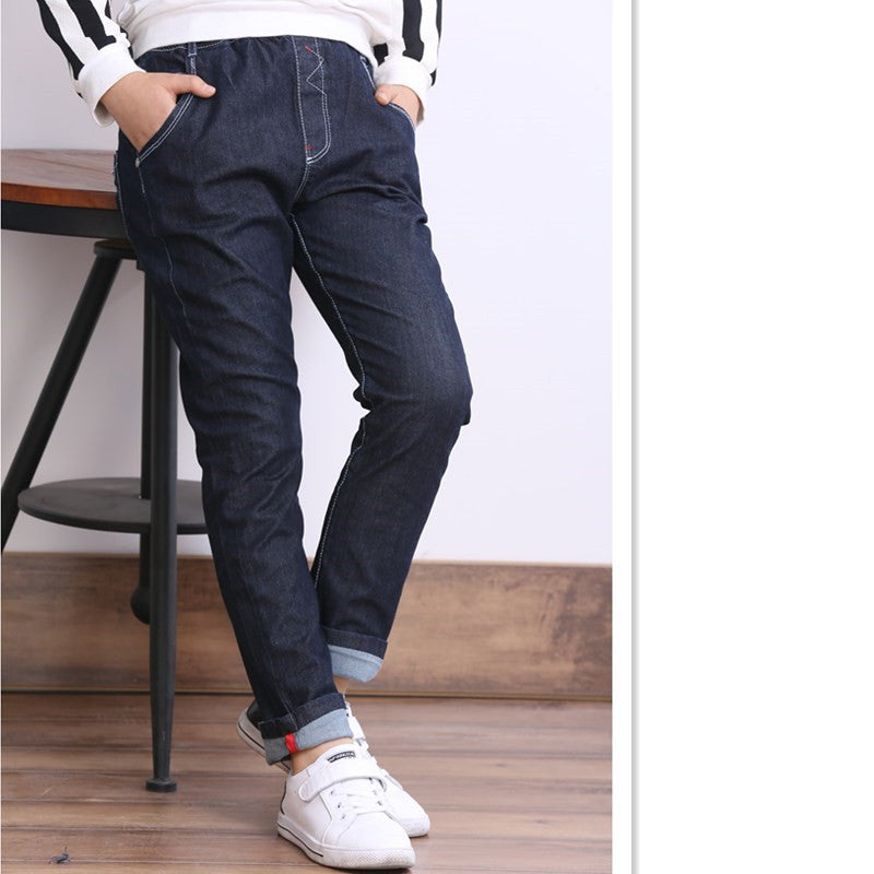 Boys' Jeans With Thick Fleece - Winter Children's Casual Wear