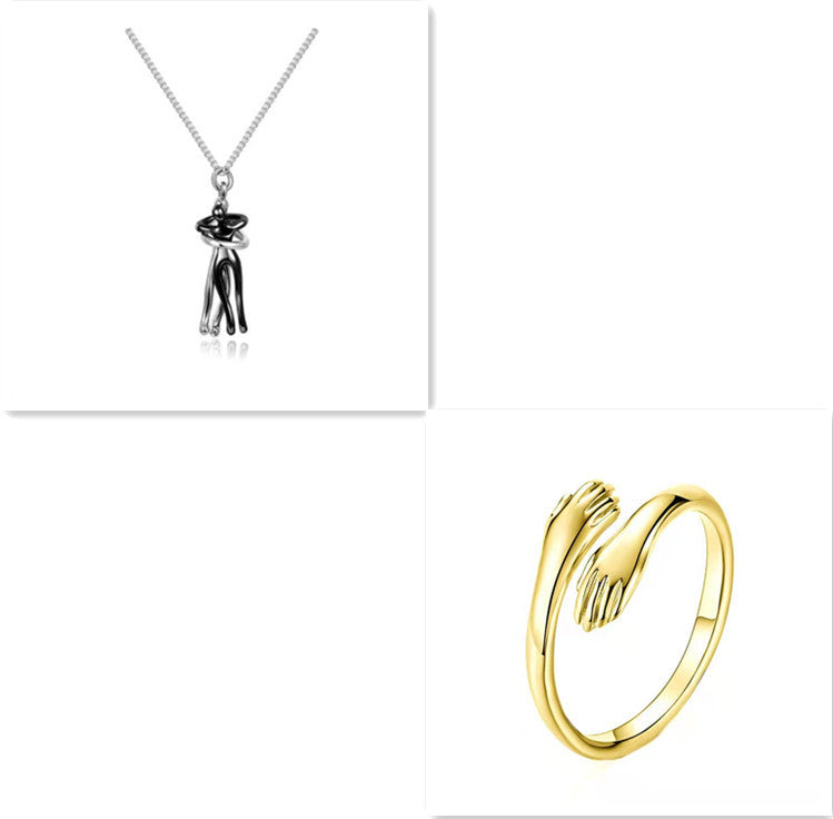 Love Hug Necklace - Unisex Men Women Couple Jewelry Chain Valentines Day Lover Gift