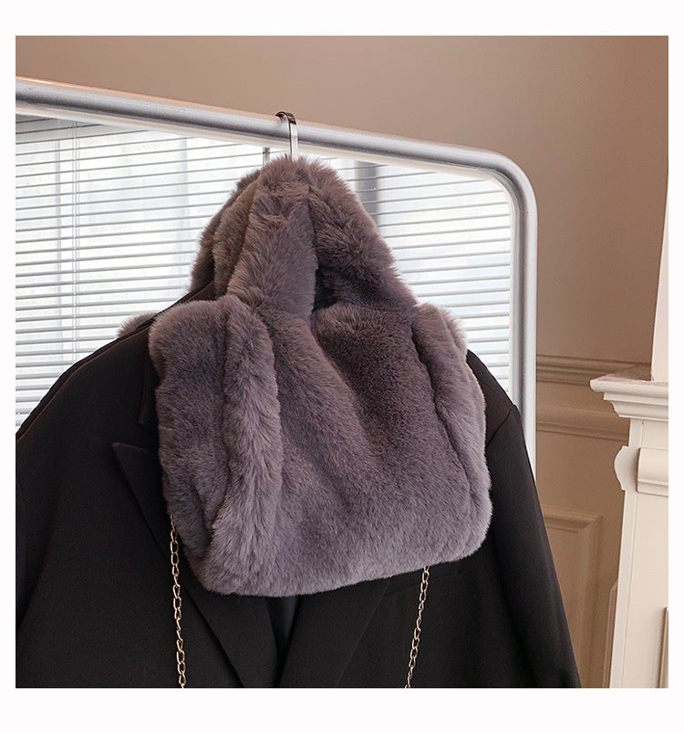 Winter Bags Chain Plush Handbag -- Totes Women Shoulder Bag