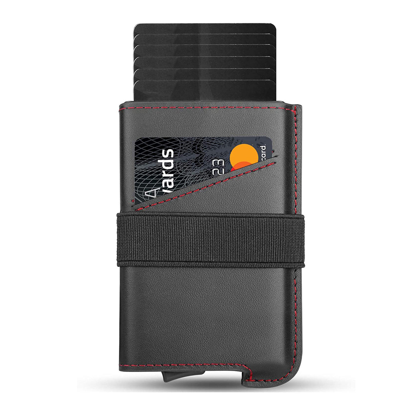 Men's Leather Wallet Compact Mini Card Holder - Aluminum Alloy Card Holder Wallet