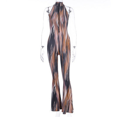 Halter Neck Printed Jumpsuit