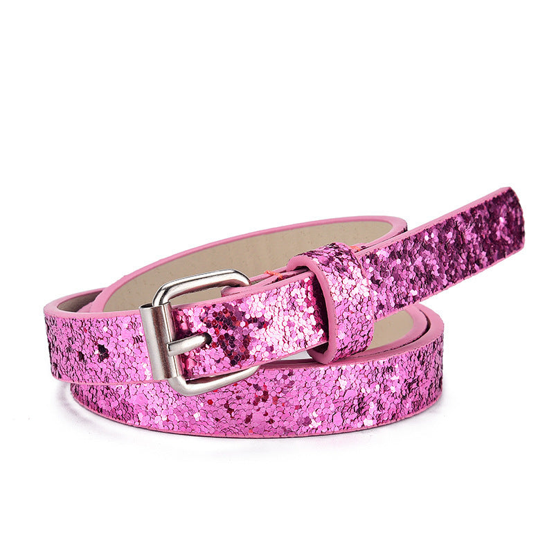 Ladies Kids Belts - Heart Glitter Jeans Belt