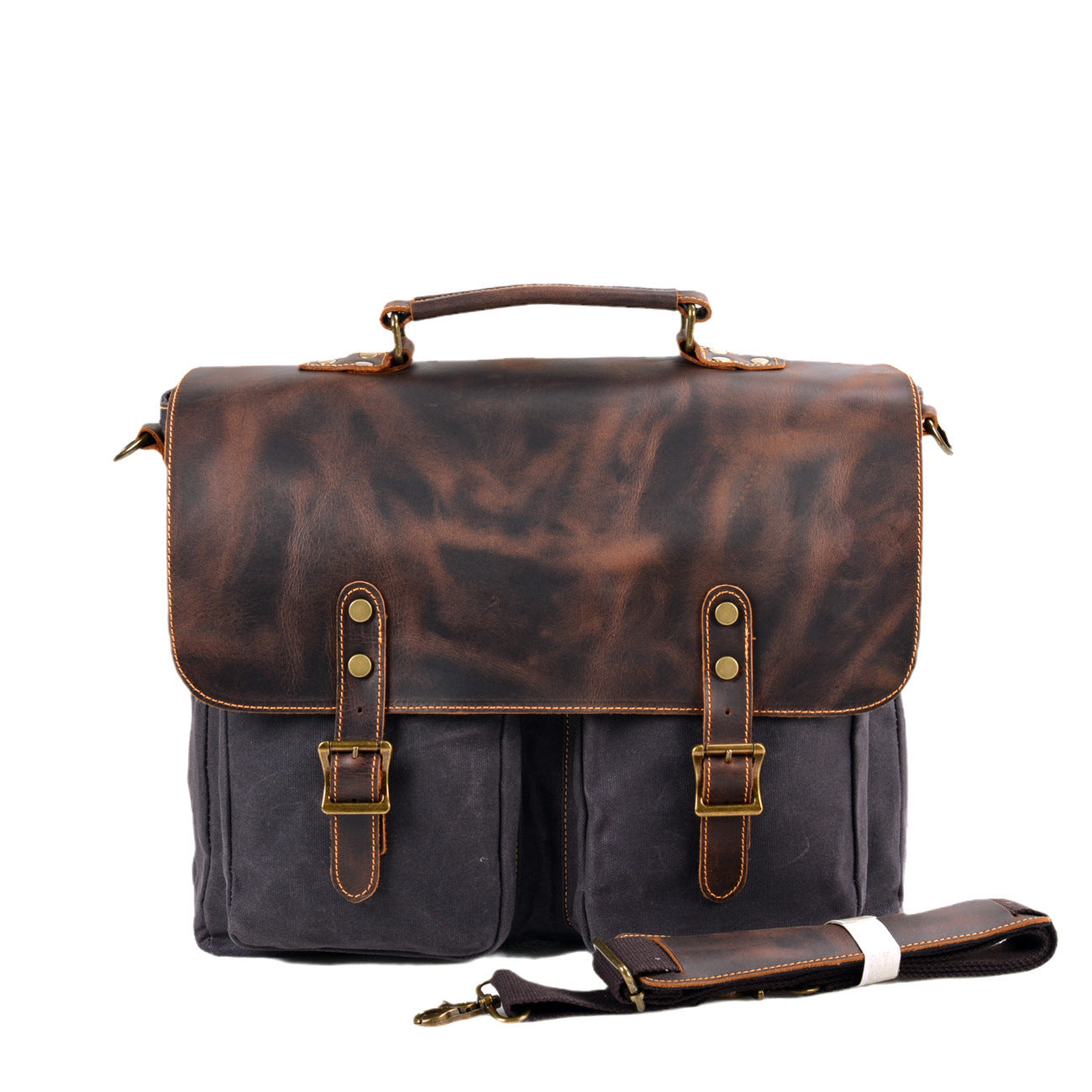 Waterproof Canvas Stitching Leather Briefcase
