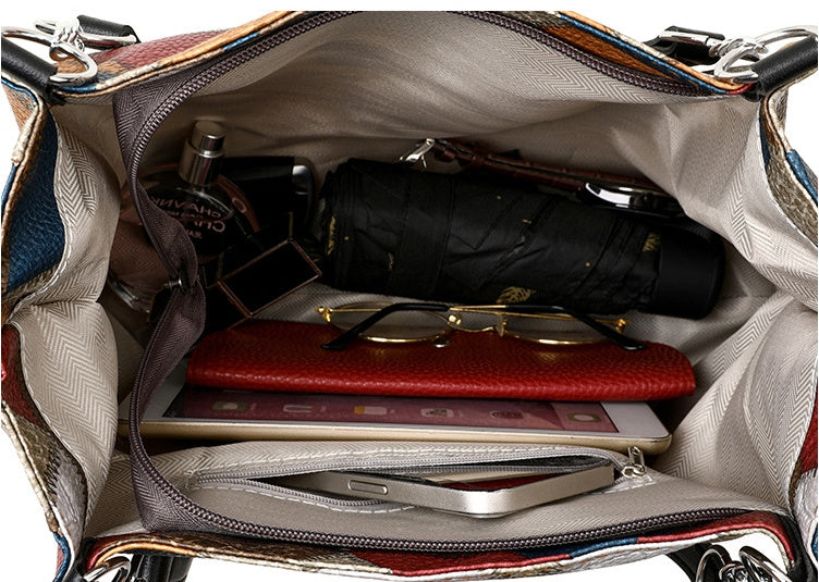 Retro Geometric Pattern Color-matching Shoulder Bag