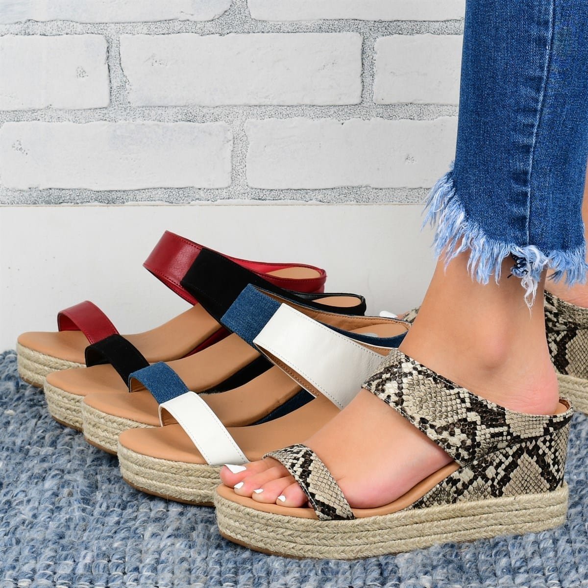 Wedge Heel Slippers - Casual Sandals Hemp High Wedge Heel Shoes