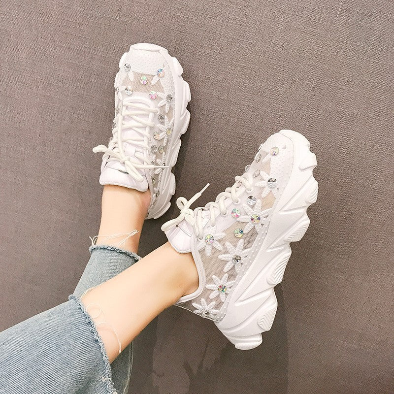Women's Shoes Korean Mesh Breathable Thick-soled Shoes