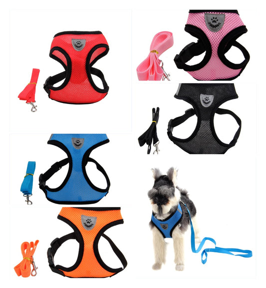 Premium Mesh Dog Harness – Breathable I-Type Chest Strap with Leash