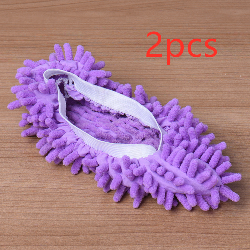 2pcs Set Multifunctional Chenille Micro Fiber Slipper Shoe Covers