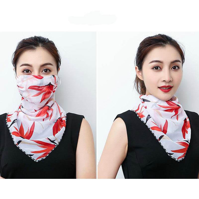 Hanging Ear Thin Face-covering Scarf - Triangle Veil Scarf