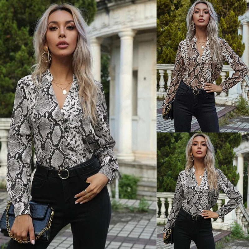 Leopard Print Long Sleeve Lapel Pattern Shirts