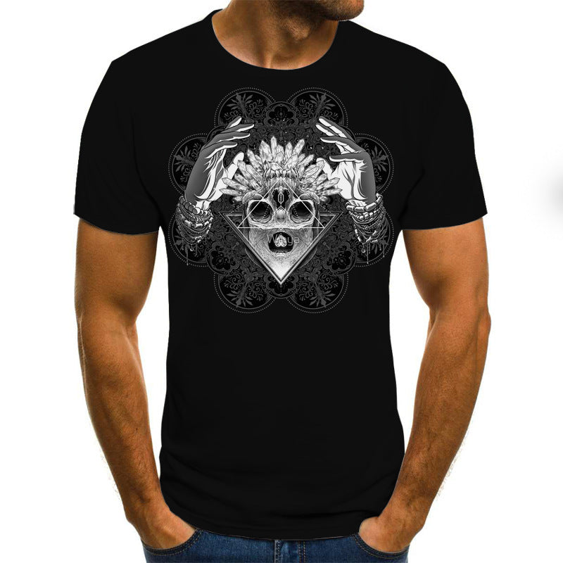 Printed 3D T-shirts -  Horror Skull Print Short Sleeve T-shirts For Men And Women