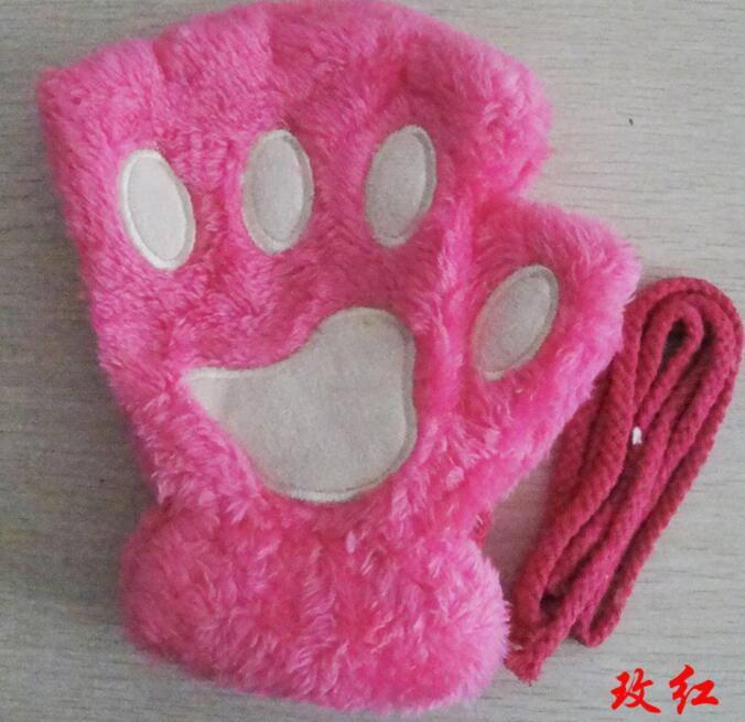 Winter Lovely Half Cover Paw Bear Cat Claw Gloves - Short Finger Gloves