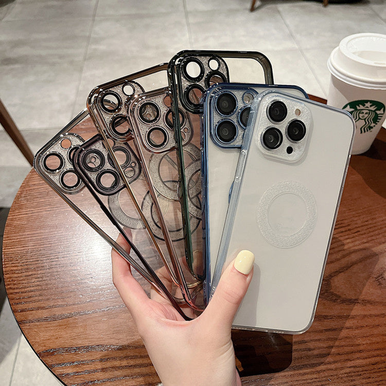 Electroplating Soft Diamond Ring Phone Case -  Drill Leakage Standard Mobile Phone Case Lens Film