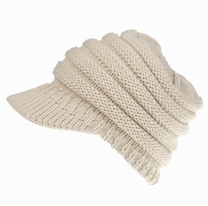 Women Ponytail Beanies - Autumn Winter Hats Female Soft Knitting Caps Warm Ladies Skullies