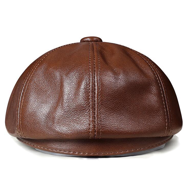 Dome Top Layer Cowhide Octagonal Men's Hat