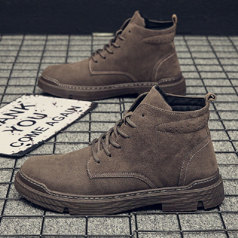 Casual Leather Shoes High-top Boots