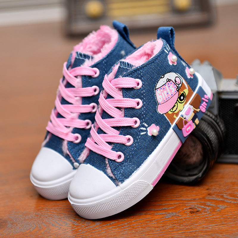 Unique Denim Canvas Girls' Sneakers