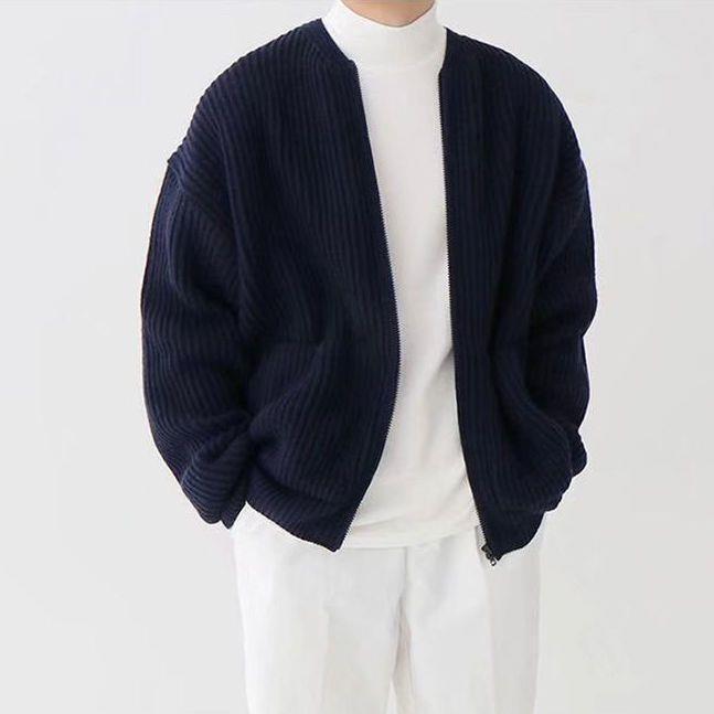 Men's Zip-Up Knitted Cardigan