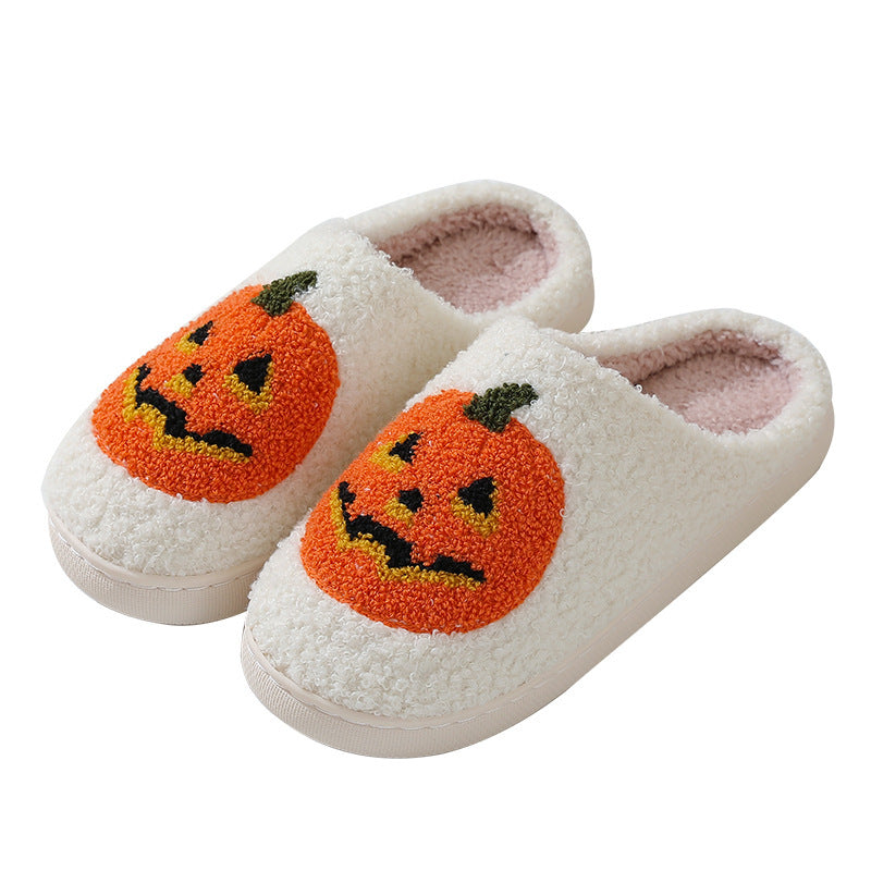 Halloween Pumpkin Cartoon Slippers - Warm Winter Slippers Men And Women Couples Indoor House Shoes