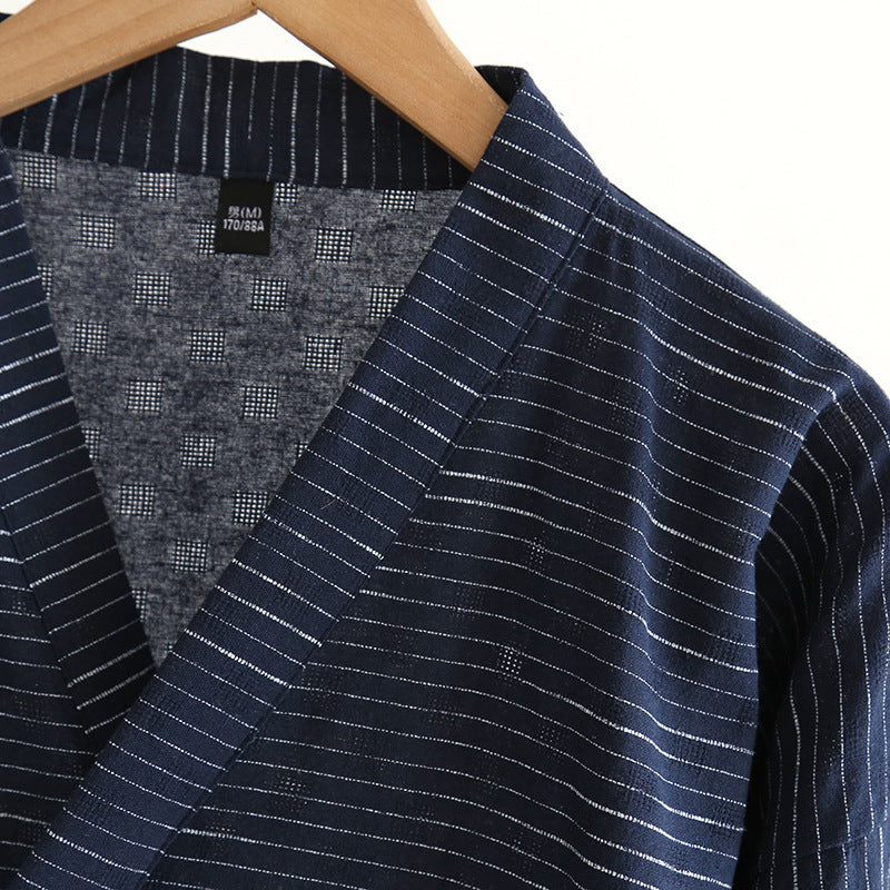 Summer Jacquard Gauze Cotton Kimono - Thin Home Bathrobe Simple