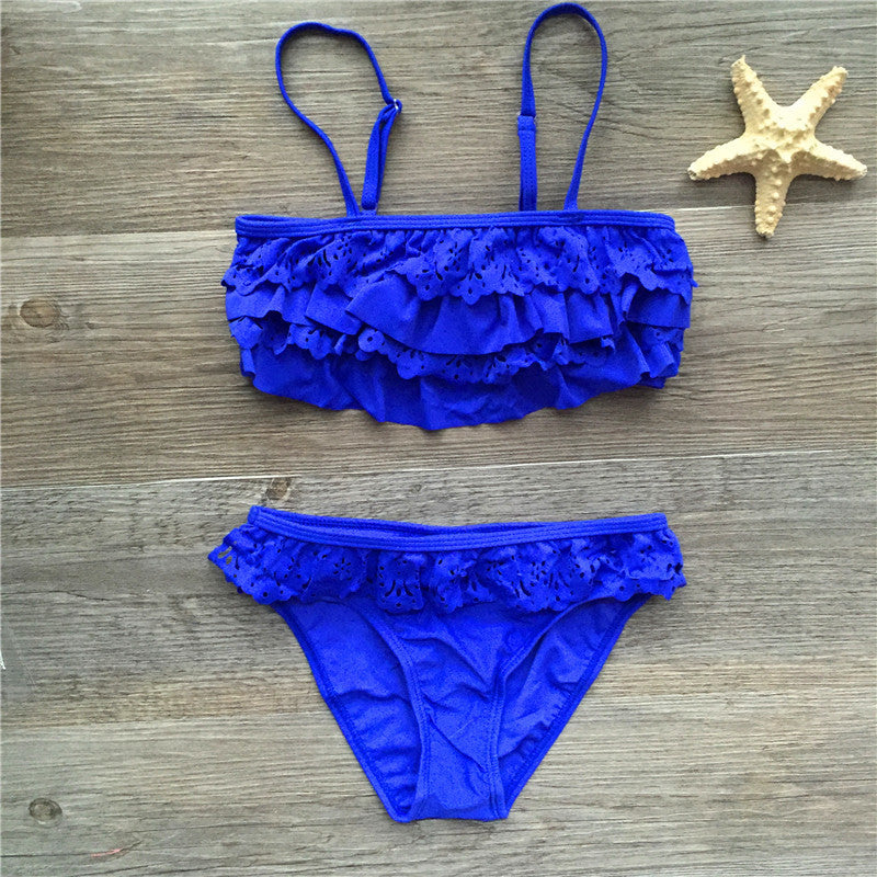 Children's Bikini Swimsuit -- Multilayer Ruffle Bikini Girls' Wear