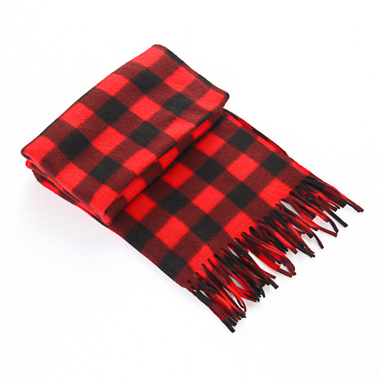 Autumn And Winter Black And White Plaid Plus-sized Thick Thermal Men's And Women's Scarf