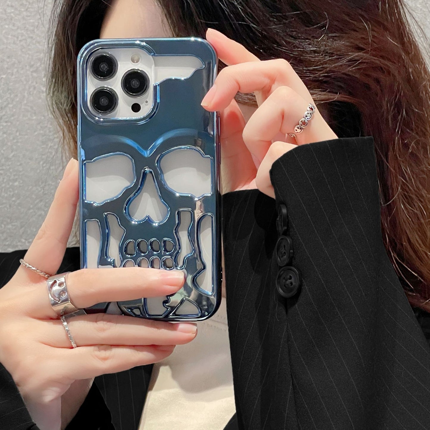 Luxury Plating 3D Skull Phone Case