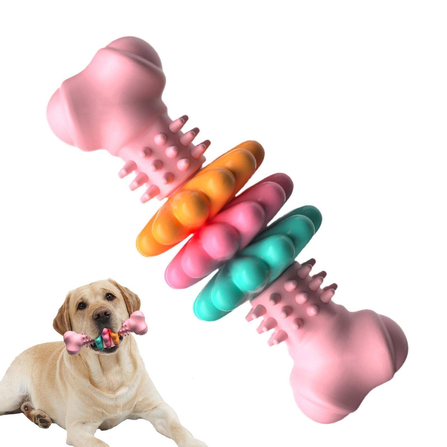 Dog Chew Bone Toy For Teeth Cleaning - Indestructible TPR Bone Chewing Bite Resistant Teething Toys