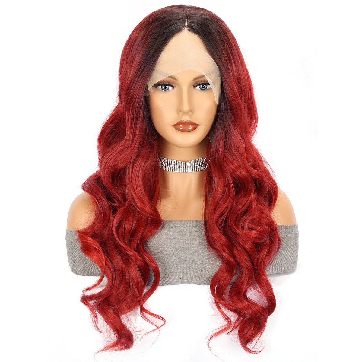 Red Large Wave Long Curly Synthetic Wig
