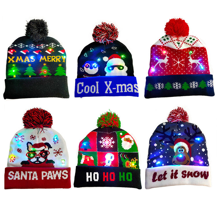 LED Christmas Sweater Beanie Christmas Light Up Knitted Hat - Christmas Gift  Kids Xmas New Year Decorations