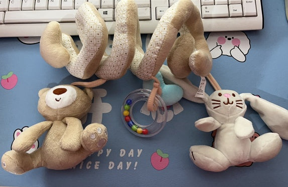 Adorable Rabbit & Bear Baby Rattle Toys - Soft Plush Crib & Stroller Hangings