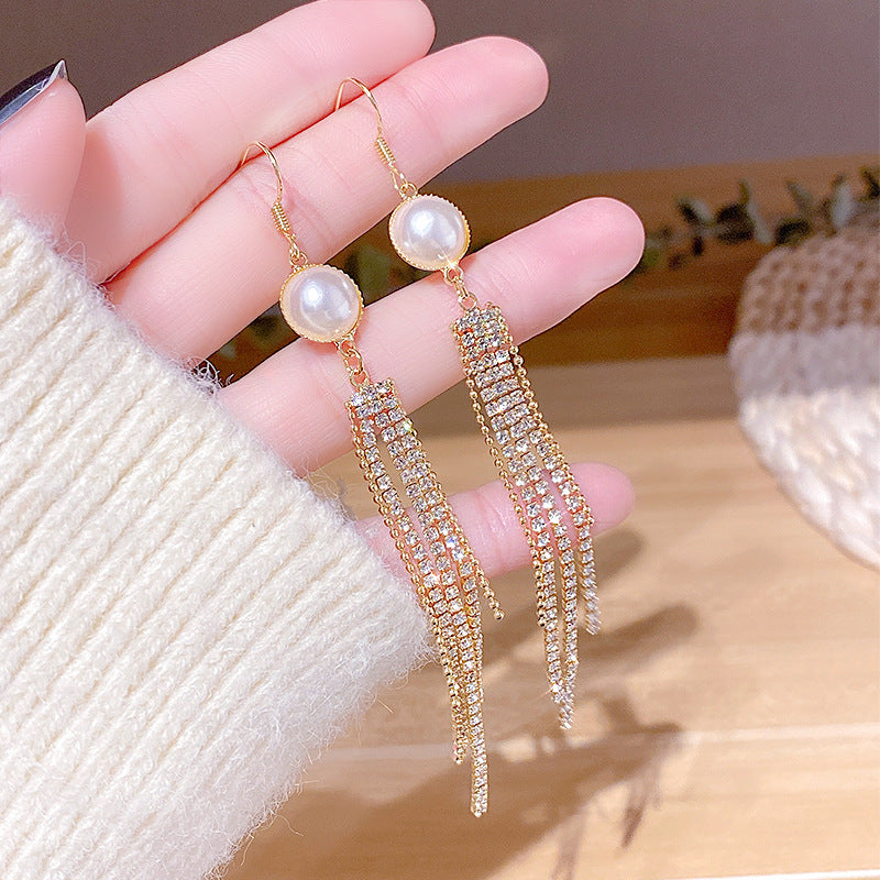 Sterling Silver Needle Light Luxury Pearl Earrings - Graceful Personality