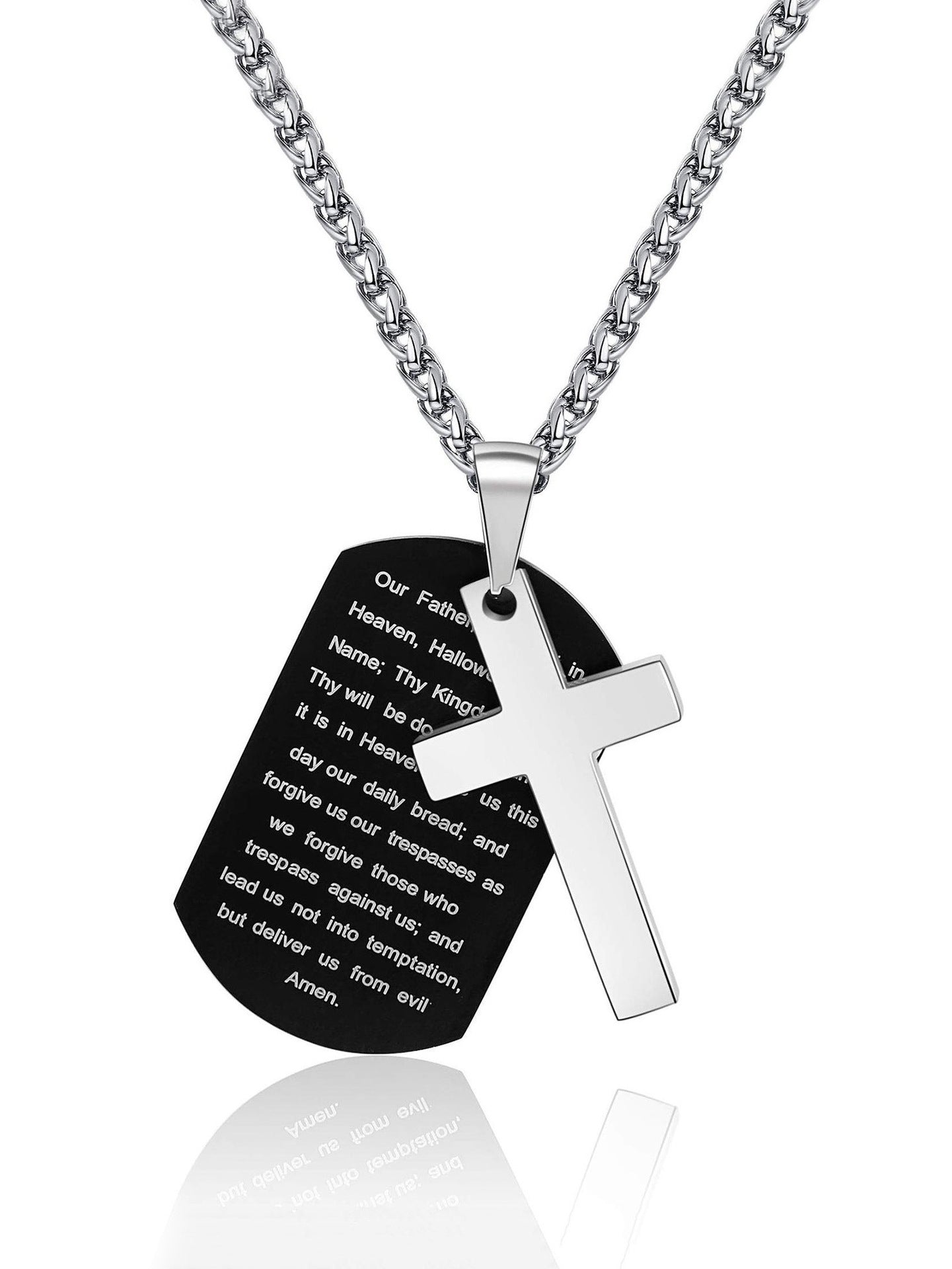 Men's Stainless Steel Scripture Cross Necklace