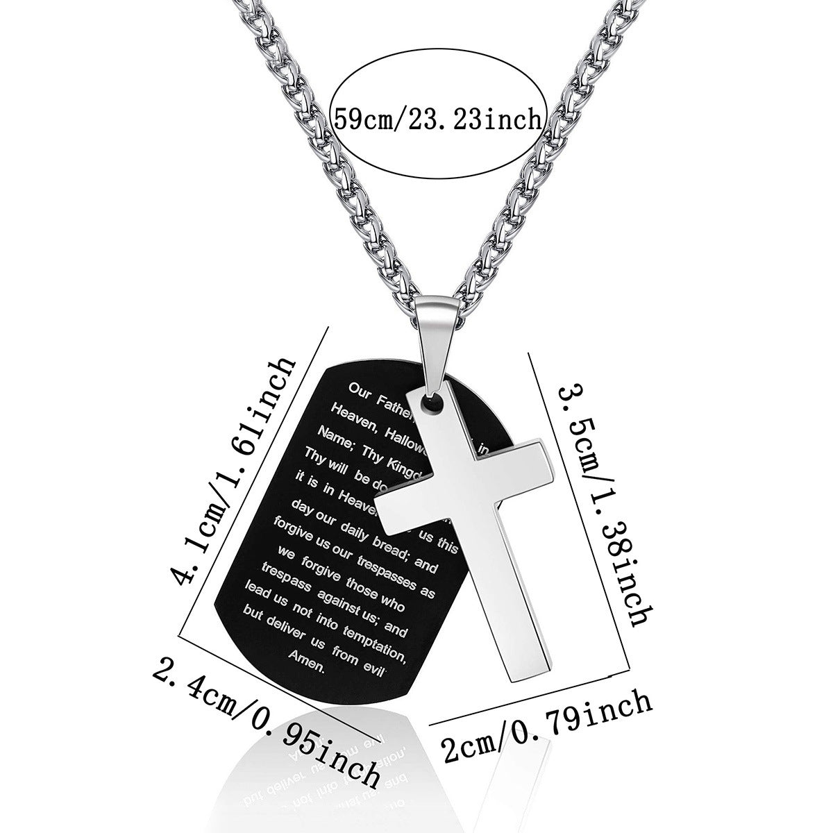 Men's Stainless Steel Scripture Cross Necklace