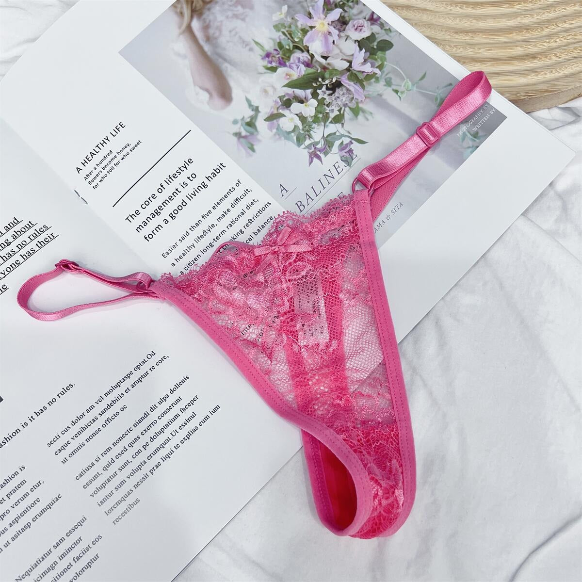 Hollow Lace Adjustable Buckle Low Waist Soft Comfortable Women Underwear