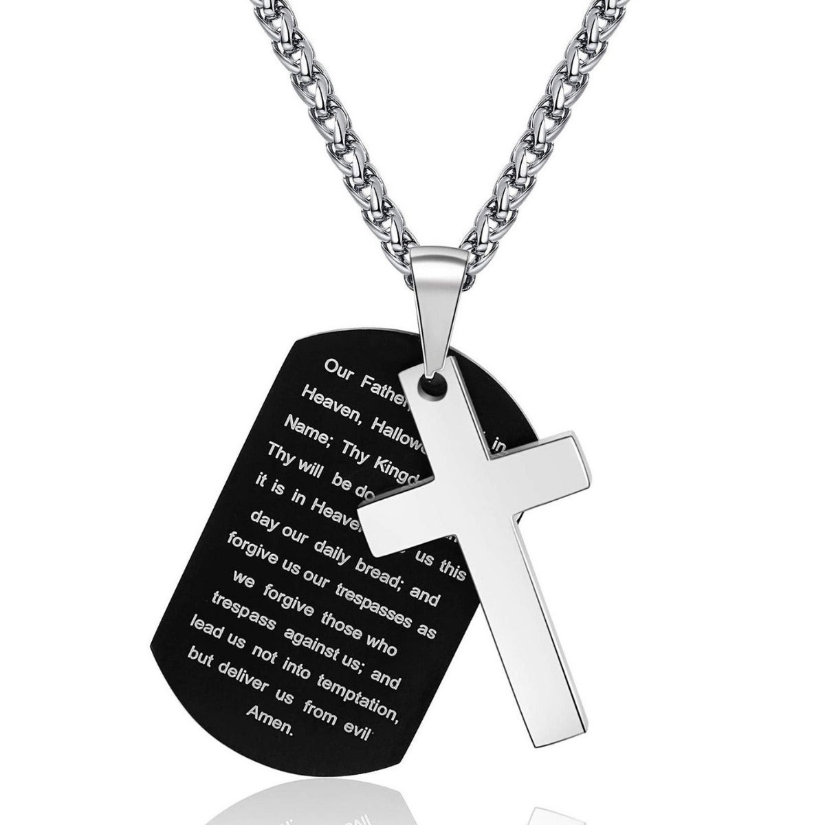 Men's Stainless Steel Scripture Cross Necklace