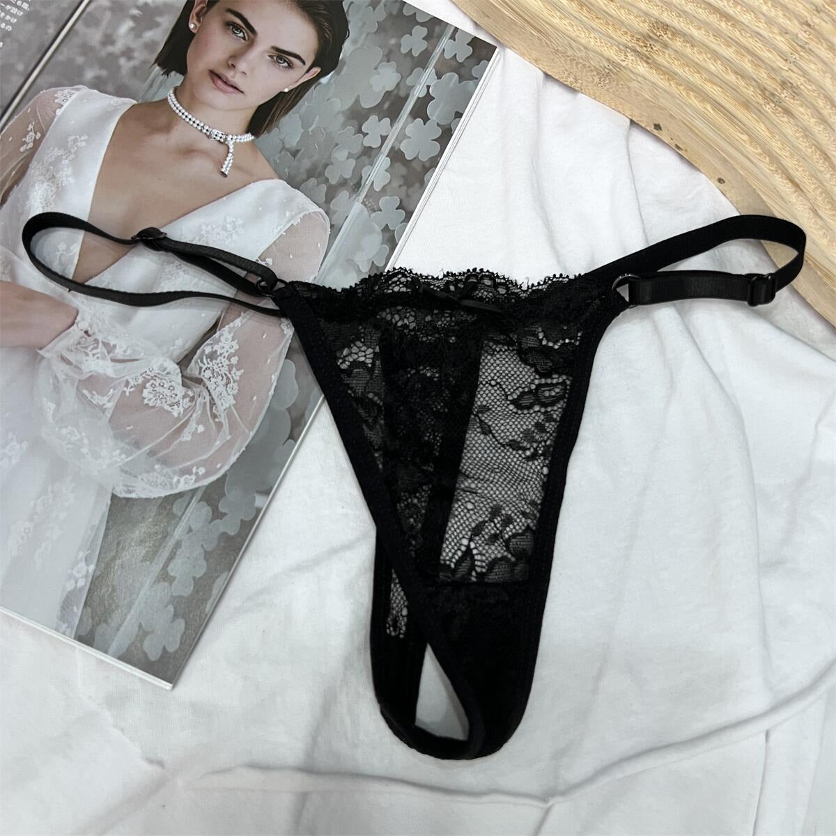 Hollow Lace Adjustable Buckle Low Waist Soft Comfortable Women Underwear