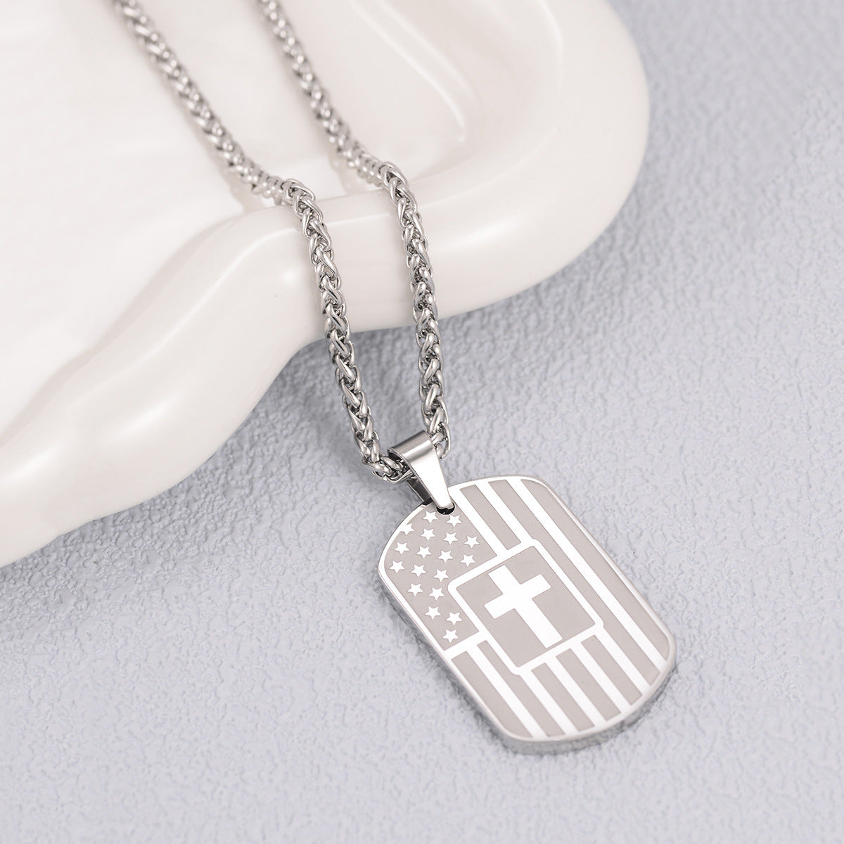 Men's Stainless Steel Scripture Cross Necklace