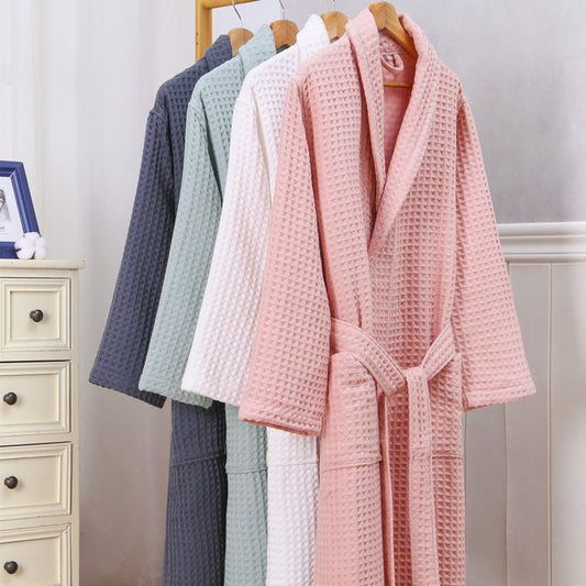 Unisex Thick Long Robe - Cotton Double Waffle