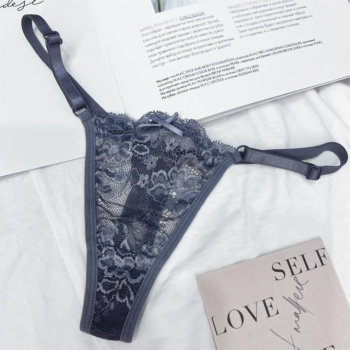 Hollow Lace Adjustable Buckle Low Waist Soft Comfortable Women Underwear