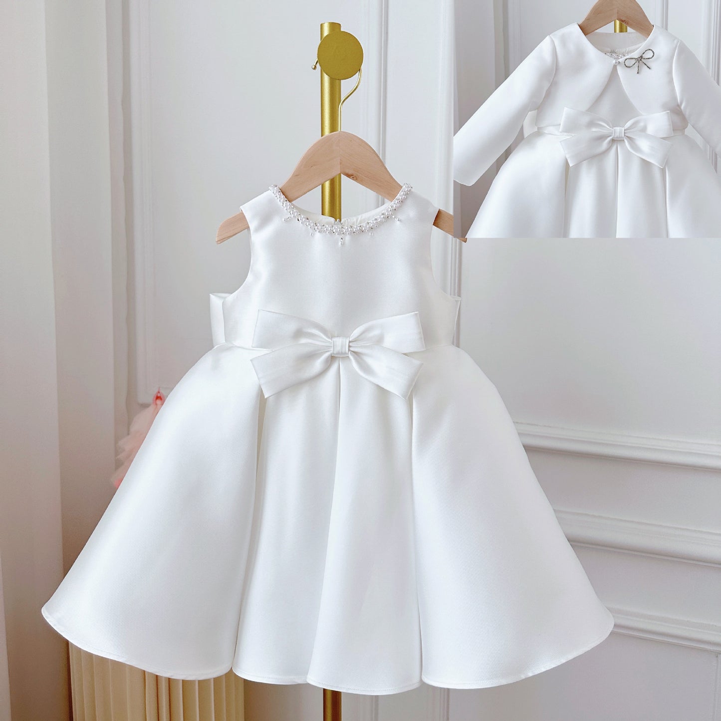 White Classic Baby Style Two-piece Set Dress