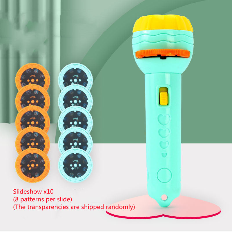 Cartoon Projection Flashlight - 80 Patterns Creative Children Flashlight Toy Projector Baby Toys Bedtime Story Book