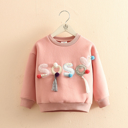 Children Pearl  Plush Velvet Winter Sweatshirt