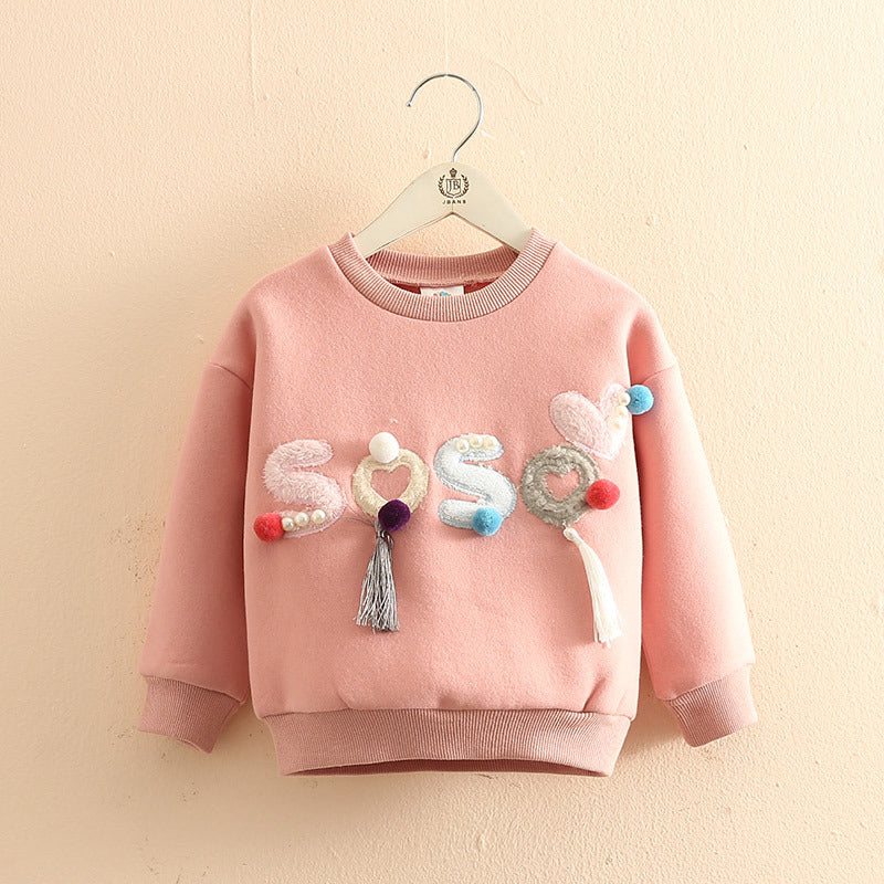 Children Pearl  Plush Velvet Winter Sweatshirt
