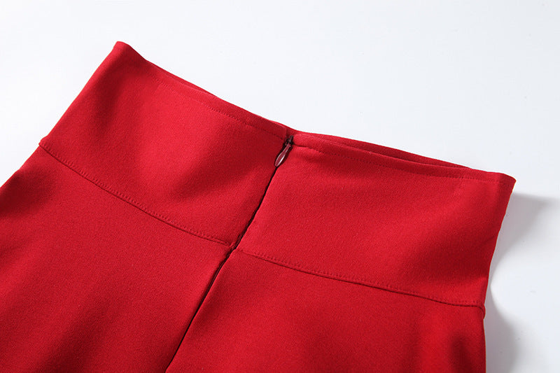 All-match Umbrella High Waist Mid-length Skirt