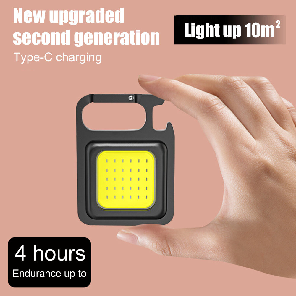 Mini Portable Rechargeable Flashlight - Rechargeable Glare COB Keychain Light LED Work Light USB Charge Emergency Lamps Outdoor Camping Light